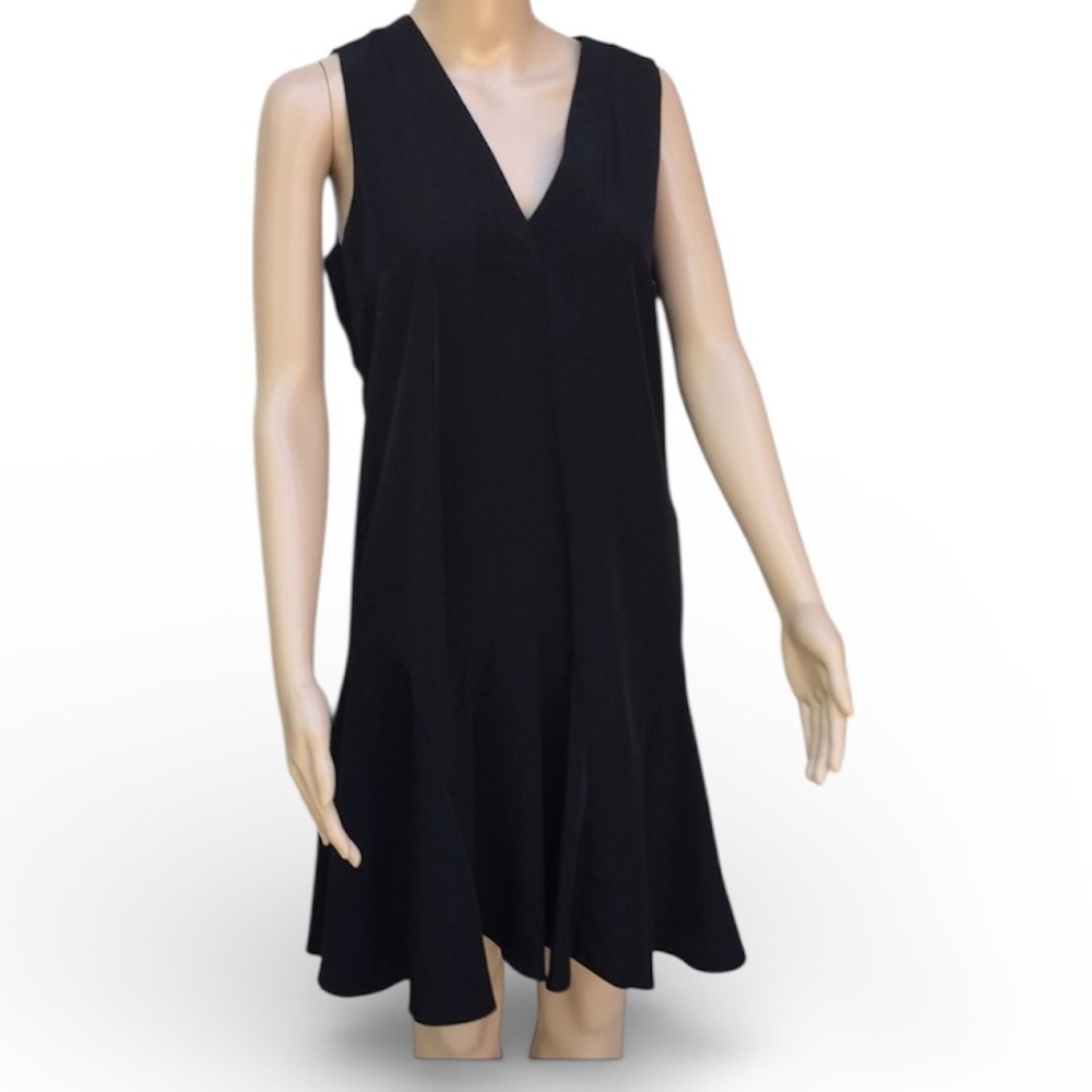 New J Crew sleeveless black dress small ruffle hem